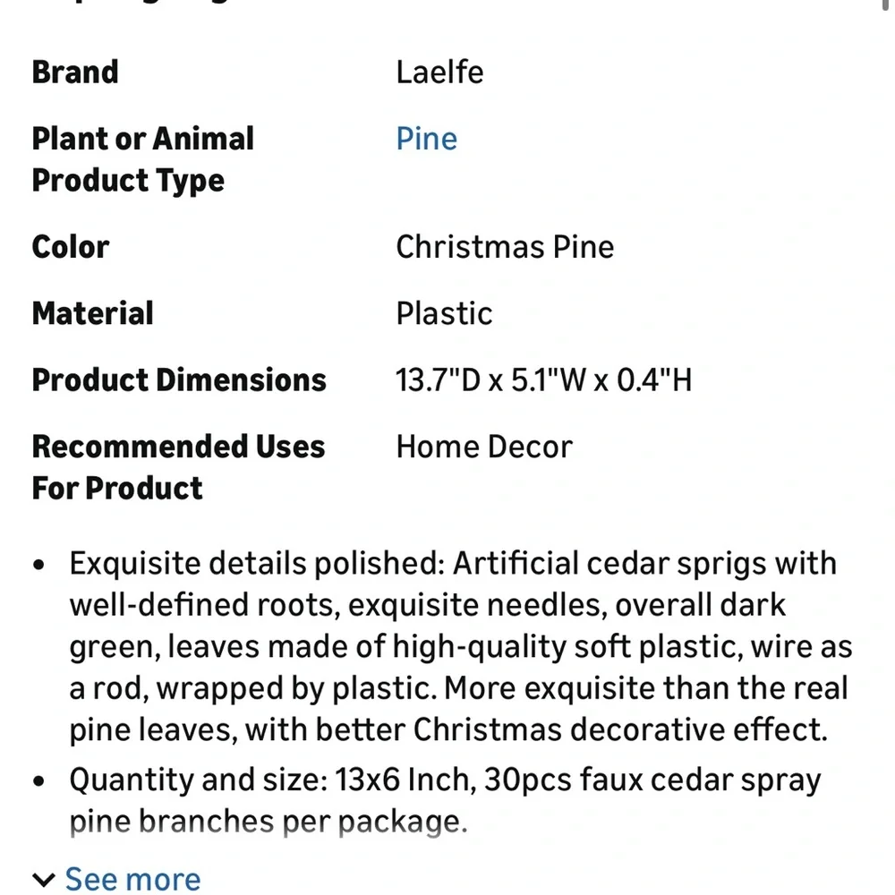 30Pcs Artificial Cedar Sprigs, Cedar Fake Cypress Branches Branches Christmas